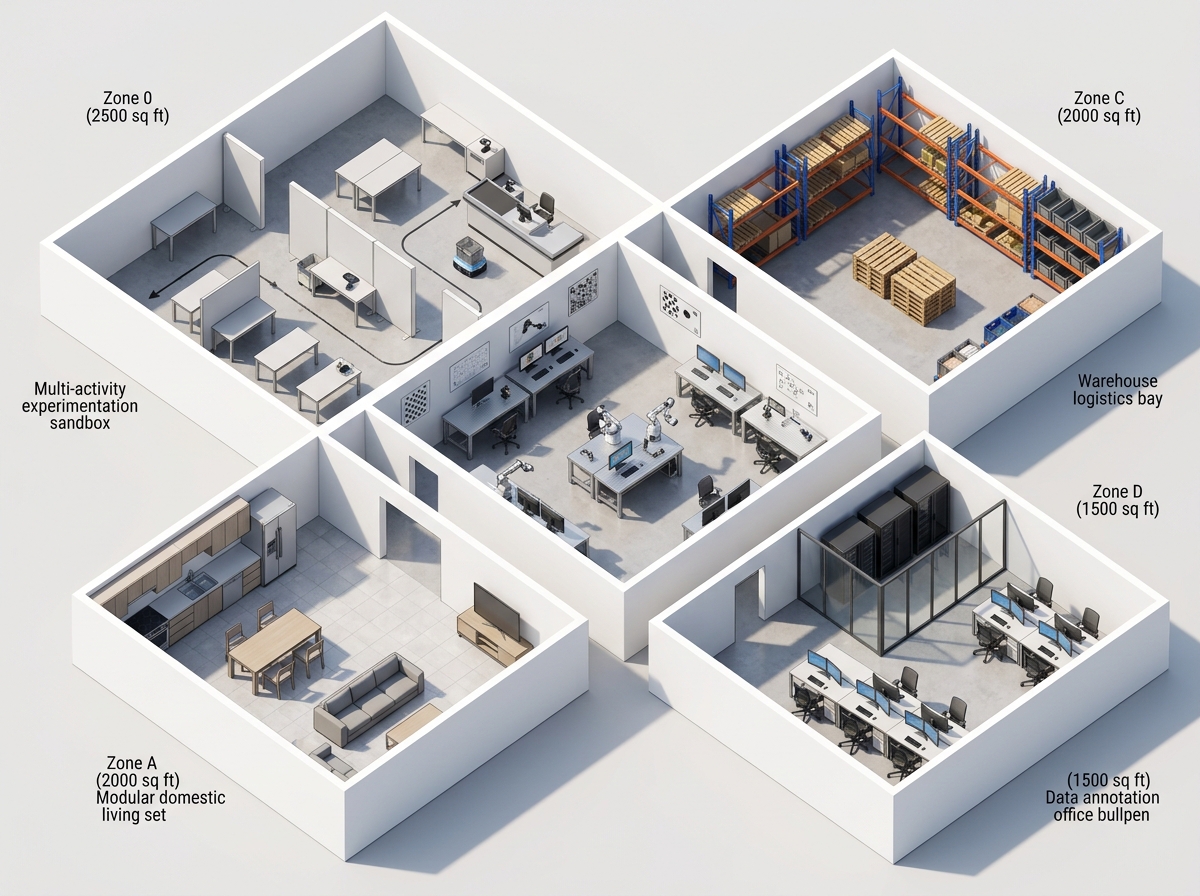 10,000 Sq Ft AI Lab 3D Architectural Isometric Cutaway Floor Plan